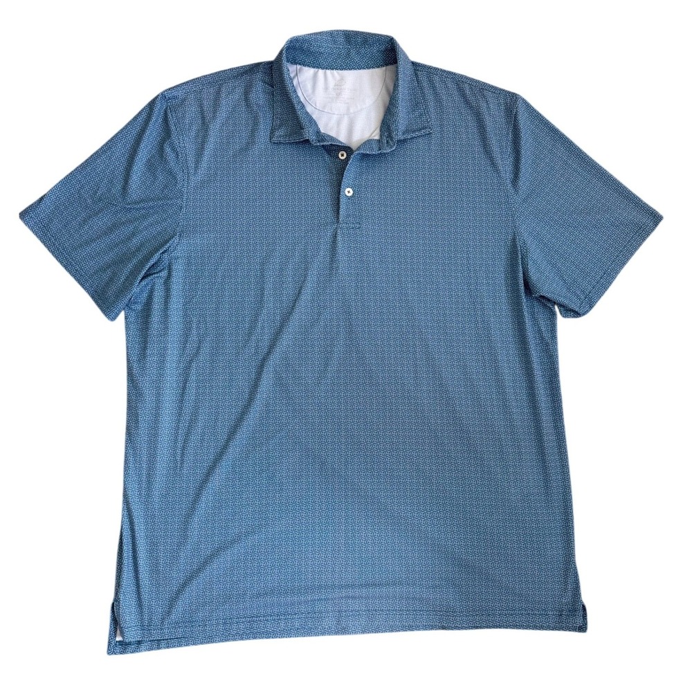 Southern Tide Blue Geometric Performance Polo Shirt‎ Mens XXL Moisture Wicking